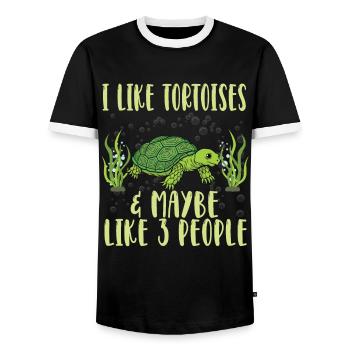 I Like Tortoises and Maybe 3 People Tortoise Turtl - Männer Kontrast-T-Shirt - Schwarz/Weiß - Vorne - AI Model Female 172 light (172cm) & AI Model Male 178 light (178cm)