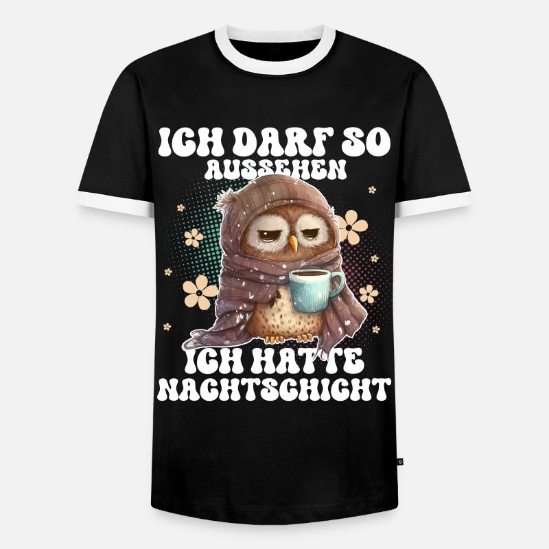 Nachtschicht Eule Kaffee Müde - Männer Kontrast-T-Shirt - Schwarz/Weiß