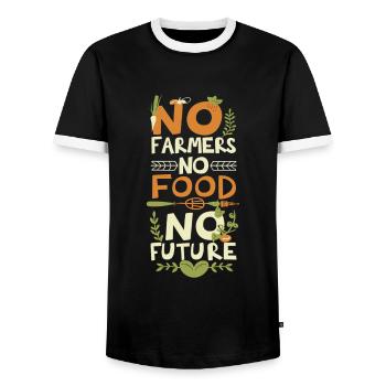 Pas d’agriculteurs, pas de nourriture, pas d’avenir, d’agriculteur, d’agriculteur - T-shirt contrasté Homme - noir/blanc - Devant - AI Model Female 172 light (172cm) & AI Model Male 178 light (178cm)