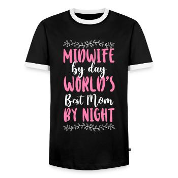 Nurse Midwife Birth Worker Mom - Men's Ringer Shirt - black/white - Front - AI Model Female 172 light (172cm) & AI Model Male 178 light (178cm)