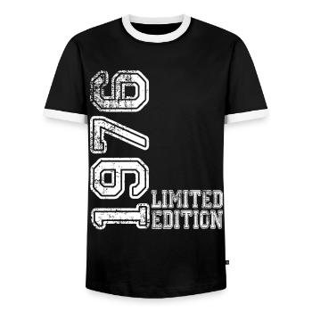 Édition limitée 1976 - T-shirt contrasté Homme - noir/blanc - Devant - AI Model Female 172 light (172cm) & AI Model Male 178 light (178cm)
