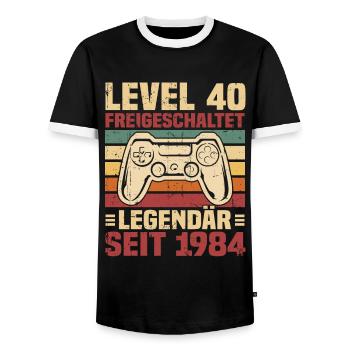 Level 40 freigeschaltet legendär seit 1984 - Männer Kontrast-T-Shirt - Schwarz/Weiß - Vorne - AI Model Female 172 light (172cm) & AI Model Male 178 light (178cm)