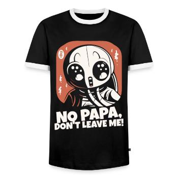 Papa, ne me quitte pas - T-shirt contrasté Homme - noir/blanc - Devant - AI Model Female 172 light (172cm) & AI Model Male 178 light (178cm)