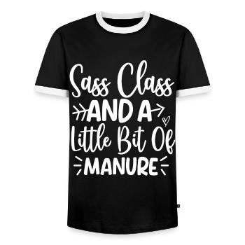Farmfrau Landwirt Landwirtschaft Landwirtschaft - Männer Kontrast-T-Shirt - Schwarz/Weiß - Vorne - AI Model Female 172 light (172cm) & AI Model Male 178 light (178cm)