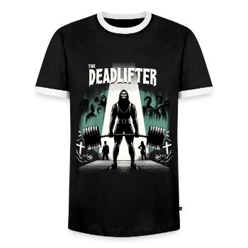 Horrifying Deadlifter Bodybuilding Workout - Männer Kontrast-T-Shirt - Schwarz/Weiß - Vorne - AI Model Female 172 light (172cm) & AI Model Male 178 light (178cm)