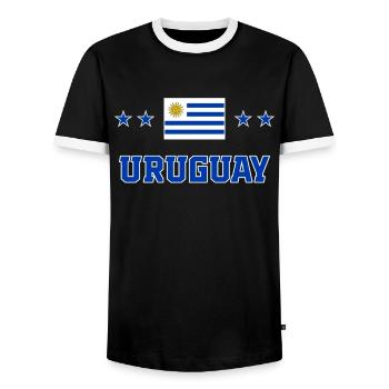 Uruguay - Männer Kontrast-T-Shirt - Schwarz/Weiß - Vorne - AI Model Female 172 light (172cm) & AI Model Male 178 light (178cm)