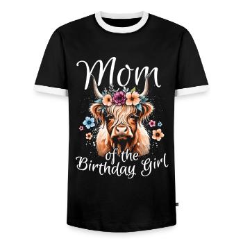 Mom Of The Birthday Girl - Men's Ringer Shirt - black/white - Front - AI Model Female 172 light (172cm) & AI Model Male 178 light (178cm)