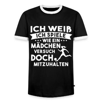 Fußball Sport Mädchen Geschenk - Männer Kontrast-T-Shirt - Schwarz/Weiß - Vorne - AI Model Female 172 light (172cm) & AI Model Male 178 light (178cm)