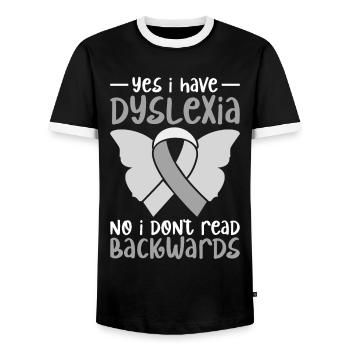 Dyslexia Awareness - Men's Ringer Shirt - black/white - Front - AI Model Female 172 light (172cm) & AI Model Male 178 light (178cm)