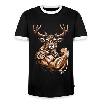 Deer Biceps Tattoo I Love Dad - Men's Ringer Shirt - black/white - Front - AI Model Female 172 light (172cm) & AI Model Male 178 light (178cm)
