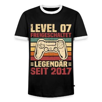 Level 7 freigeschaltet legendär seit 2017 - Männer Kontrast-T-Shirt - Schwarz/Weiß - Vorne - AI Model Female 172 light (172cm) & AI Model Male 178 light (178cm)