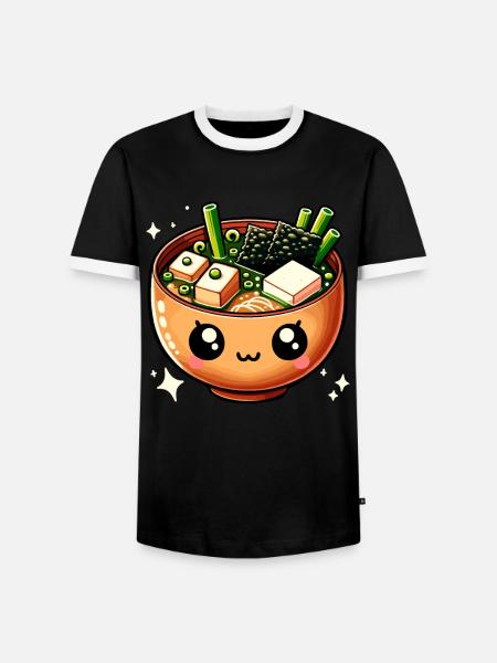 Miso-Suppe Kawaii Japanisches Essen - Männer Kontrast-T-Shirt - Schwarz/Weiß