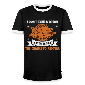 Hairdresser, Barber, Hairdresser, Hair Salon - Men's Ringer Shirt - black/white - Front - AI Model Female 172 light (172cm) & AI Model Male 178 light (178cm)