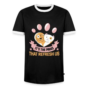 Dog Rescue Designs for Animal Rights Activists - Men's Ringer Shirt - black/white - Front - AI Model Female 172 light (172cm) & AI Model Male 178 light (178cm)