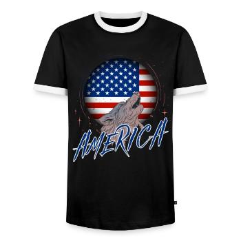 Amérique du Nord - T-shirt contrasté Homme - noir/blanc - Devant - AI Model Female 172 light (172cm) & AI Model Male 178 light (178cm)