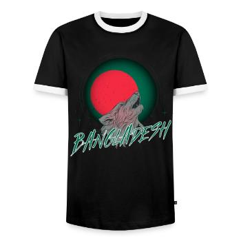 Bangladesh - Men's Ringer Shirt - black/white - Front - AI Model Female 172 light (172cm) & AI Model Male 178 light (178cm)