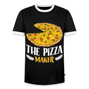 Pizza Maker The Pizza Maker Baking Lovers - Men's Ringer Shirt - black/white - Front - AI Model Female 172 light (172cm) & AI Model Male 178 light (178cm)
