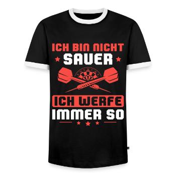 Dartspieler Ich bin nicht sauer Dart - Männer Kontrast-T-Shirt - Schwarz/Weiß - Vorne - AI Model Female 172 light (172cm) & AI Model Male 178 light (178cm)
