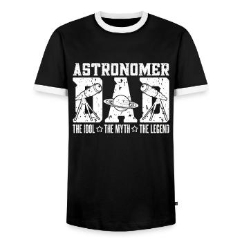 Astronome Papa L’Idole Le Mythe L’Astrophysique - T-shirt contrasté Homme - noir/blanc - Devant - AI Model Female 172 light (172cm) & AI Model Male 178 light (178cm)