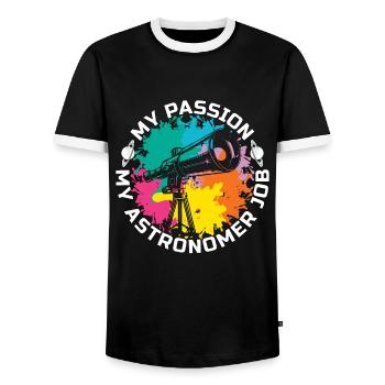 Astronomer My Passion My Astronomer Job Astrologer - Men's Ringer Shirt - black/white - Front - AI Model Female 172 light (172cm) & AI Model Male 178 light (178cm)