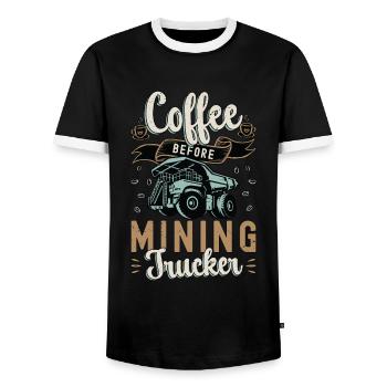 Café de camionneur minier avant l’amateur de café de mineur - T-shirt contrasté Homme - noir/blanc - Devant - AI Model Female 172 light (172cm) & AI Model Male 178 light (178cm)