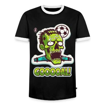 Zombie Fußball, Tor! - Männer Kontrast-T-Shirt - Schwarz/Weiß - Vorne - AI Model Female 172 light (172cm) & AI Model Male 178 light (178cm)