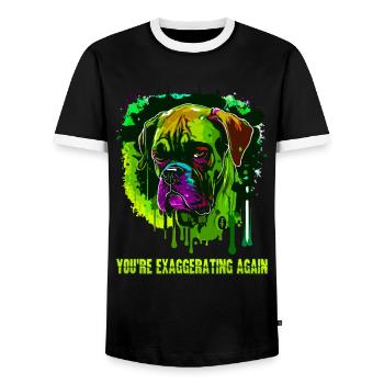 You're exaggerating again, cool dog - Men's Ringer Shirt - black/white - Front - AI Model Female 172 light (172cm) & AI Model Male 178 light (178cm)