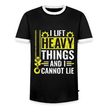 I lift Heavy Things and i cannot lie - Lustiges - Men's Ringer Shirt - black/white - Front - AI Model Female 172 light (172cm) & AI Model Male 178 light (178cm)