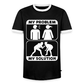 Catch Wrestler My Problem My Pictogram Mom Boxing - Men's Ringer Shirt - black/white - Front - AI Model Female 172 light (172cm) & AI Model Male 178 light (178cm)