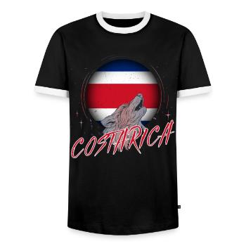 Costa Rica - Men's Ringer Shirt - black/white - Front - AI Model Female 172 light (172cm) & AI Model Male 178 light (178cm)