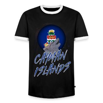 Cayman Islands - Men's Ringer Shirt - black/white - Front - AI Model Female 172 light (172cm) & AI Model Male 178 light (178cm)