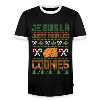Noel Je Suis Là Juste Pour Les Cookies Noël Femme - T-shirt contrasté Homme - noir/blanc - Devant - AI Model Female 172 light (172cm) & AI Model Male 178 light (178cm)