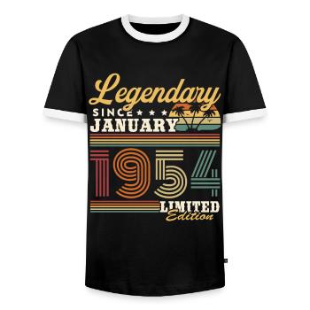 Legendary Since January 1954 Vintage Gift - Men's Ringer Shirt - black/white - Front - AI Model Female 172 light (172cm) & AI Model Male 178 light (178cm)