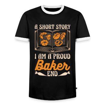 Boulanger Une petite histoire Je suis un fier pâtissier boulangers - T-shirt contrasté Homme - noir/blanc - Devant - AI Model Female 172 light (172cm) & AI Model Male 178 light (178cm)
