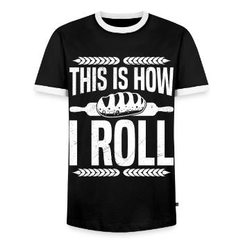 Brotbacken This is How I Roll Brotbäcker - Männer Kontrast-T-Shirt - Schwarz/Weiß - Vorne - AI Model Female 172 light (172cm) & AI Model Male 178 light (178cm)