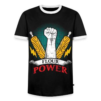 Bread Baker Flour Power Baking Baking Lovers - Men's Ringer Shirt - black/white - Front - AI Model Female 172 light (172cm) & AI Model Male 178 light (178cm)