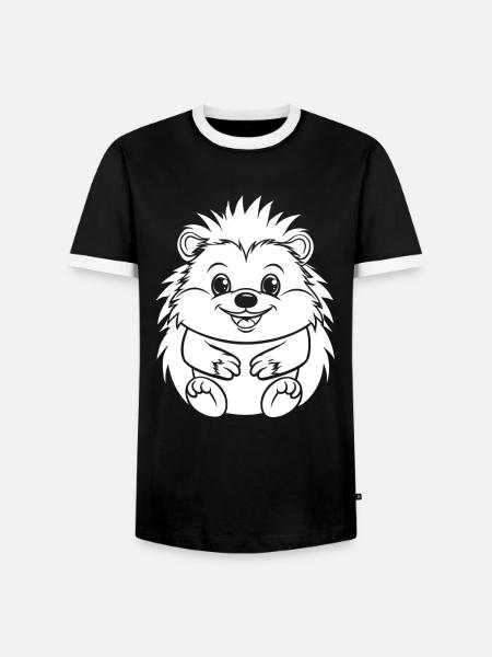 Stachelschwein Lächelnd - Männer Kontrast-T-Shirt - Schwarz/Weiß