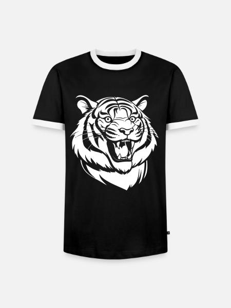 Tiger Lächelnd - Männer Kontrast-T-Shirt - Schwarz/Weiß