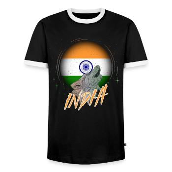 Indien - Männer Kontrast-T-Shirt - Schwarz/Weiß - Vorne - AI Model Female 172 light (172cm) & AI Model Male 178 light (178cm)