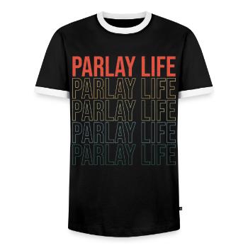 Parlay de paris sportifs Parlay de paris sportifs en direct - T-shirt contrasté Homme - noir/blanc - Devant - AI Model Female 172 light (172cm) & AI Model Male 178 light (178cm)