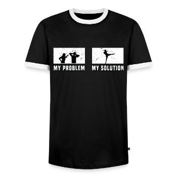 Muay Thai Fighter My Problem My Pictogram Dad Mom - Männer Kontrast-T-Shirt - Schwarz/Weiß - Vorne - AI Model Female 172 light (172cm) & AI Model Male 178 light (178cm)