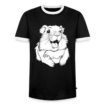 Meerschwein Meerschweinchen Lächelnd - Männer Kontrast-T-Shirt - Schwarz/Weiß - Vorne - AI Model Female 172 light (172cm) & AI Model Male 178 light (178cm)