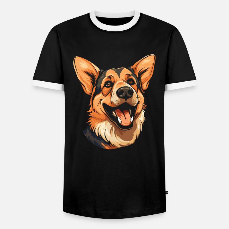 German Shepherd Smiling - Men's Ringer Shirt - black/white