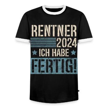 Rentner 2024 Rente Ich Habe Fertig - Männer Kontrast-T-Shirt - Schwarz/Weiß - Vorne - AI Model Female 172 light (172cm) & AI Model Male 178 light (178cm)