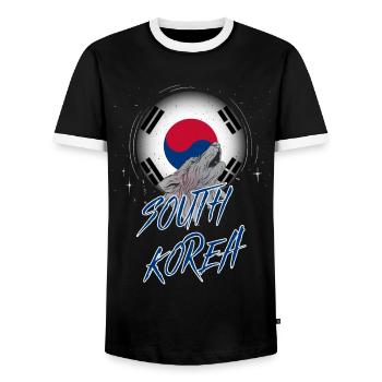 Südkorea - Männer Kontrast-T-Shirt - Schwarz/Weiß - Vorne - AI Model Female 172 light (172cm) & AI Model Male 178 light (178cm)