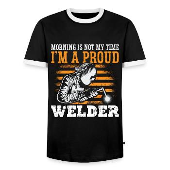 Welder Morning Is Not My Time I'm A Metalworker - Men's Ringer Shirt - black/white - Front - AI Model Female 172 light (172cm) & AI Model Male 178 light (178cm)