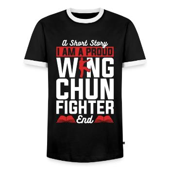 Wing Chun Fighter A Short Story Loves Martial Arts - Men's Ringer Shirt - black/white - Front - AI Model Female 172 light (172cm) & AI Model Male 178 light (178cm)