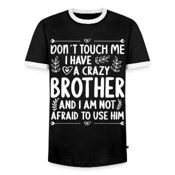 Ne me touche pas! J’ai un frère fou - T-shirt contrasté Homme - noir/blanc - Devant - AI Model Female 172 light (172cm) & AI Model Male 178 light (178cm)