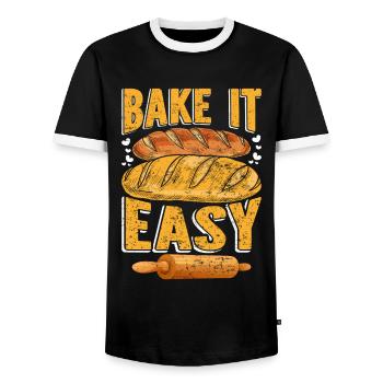 Bake it Easy Brotbäcker Backliebe Backstube - Männer Kontrast-T-Shirt - Schwarz/Weiß - Vorne - AI Model Female 172 light (172cm) & AI Model Male 178 light (178cm)