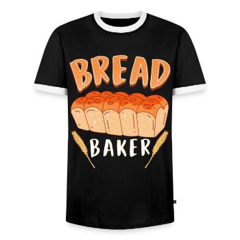 Bread Baker Baking Lovers Baking Bread Dough - Men's Ringer Shirt - black/white - Front - AI Model Female 172 light (172cm) & AI Model Male 178 light (178cm)